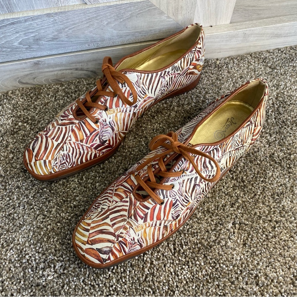 Zebra Print Lace-Up Shoes